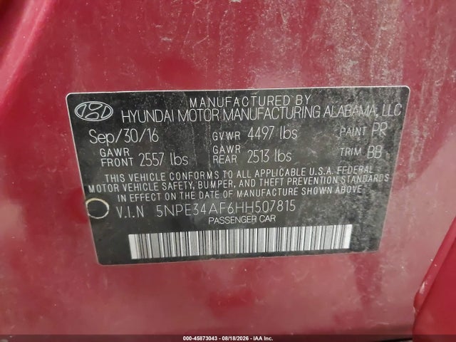 Продаж на аукціоні авто 2017 Hyundai Sonata Sport, vin: 5NPE34AF6HH507815, номер лоту: 45873043
