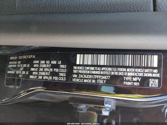 Aukcja sprzedaży 2023 Jeep Renegade Latitude 4x4, vin: ZACNJDB17PPP34877, numer aukcji: 45873056