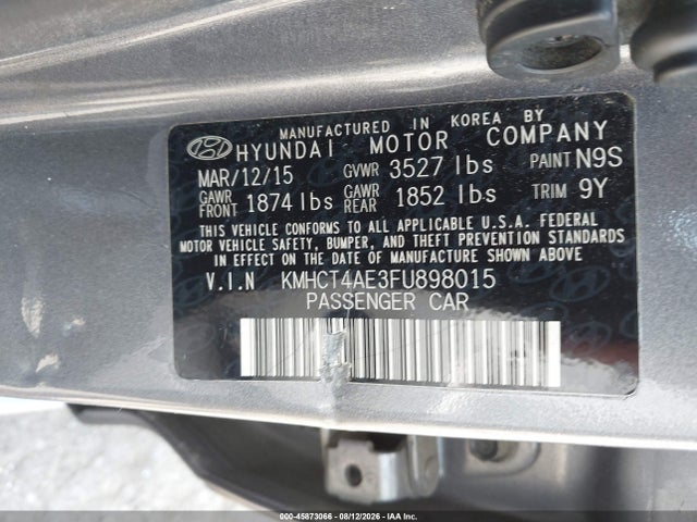 Aukcja sprzedaży 2015 Hyundai Accent Gls, vin: KMHCT4AE3FU898015, numer aukcji: 45873066