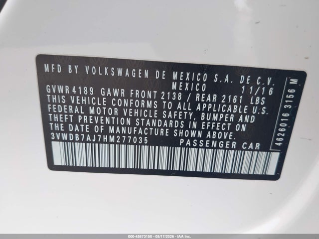 Volkswagen Jetta 1.4t Se 2017 3VWDB7AJ7HM277035 Image 9