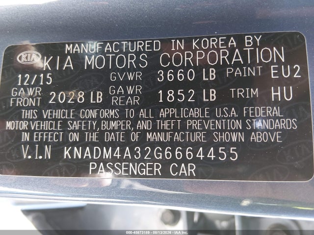 Продаж на аукціоні авто 2016 Kia Rio Lx, vin: KNADM4A32G6664455, номер лоту: 45873189