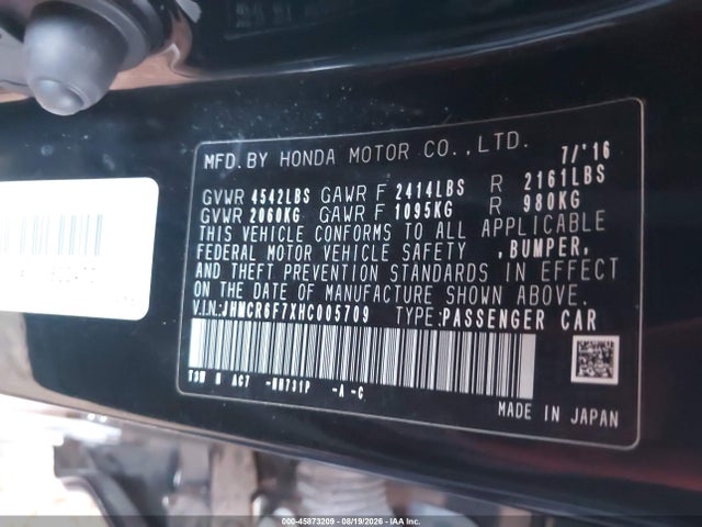 JHMCR6F7XHC005709 Honda Accord Hybrid Touring