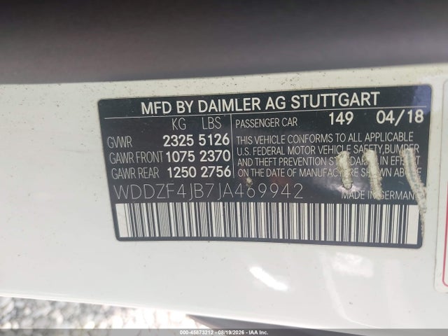 2018 Mercedes-benz E 300 მანქანა იყიდება აუქციონზე, vin: WDDZF4JB7JA469942, აუქციონის ნომერი: 45873212