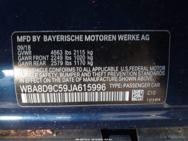 Продаж на аукціоні авто 2018 Bmw 330i Xdrive, vin: WBA8D9C59JA615996, номер лоту: 45873215