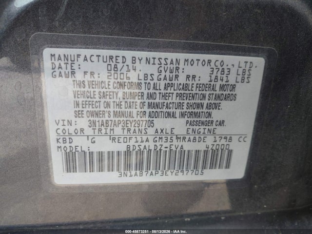 Nissan SENTRA SV 2014 3N1AB7AP3EY297705 Image 9