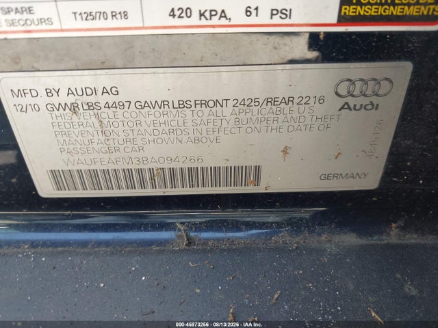 Продажа на аукционе авто 2011 Audi A3 2.0t Premium, vin: WAUFEAFM3BA094266, номер лота: 45873256