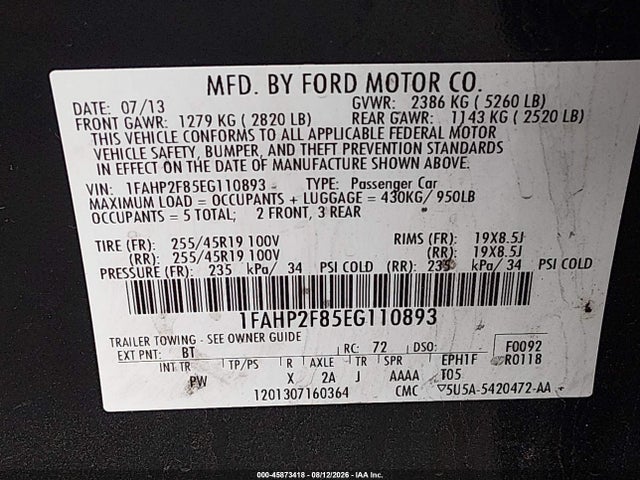 Ford Taurus Limited 2014 1FAHP2F85EG110893 Image 9