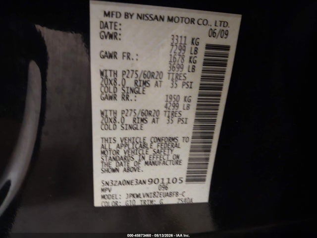 Продаж на аукціоні авто 2010 Infiniti Qx56, vin: 5N3ZA0NE3AN901105, номер лоту: 45873460