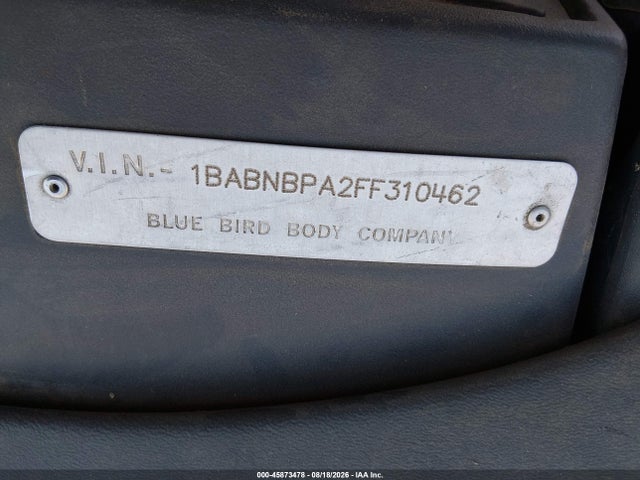Blue Bird School Bus / Transit Bus 2015 1BABNBPA2FF310462 Image 9