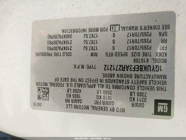 Aukcja sprzedaży 2010 Cadillac Escalade Luxury, vin: 1GYUKBEF3AR271212, numer aukcji: 45873541