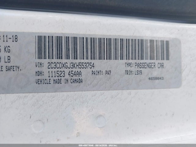 Продажа на аукционе авто 2019 Dodge Charger Scat Pack Rwd, vin: 2C3CDXGJ3KH553754, номер лота: 45873546