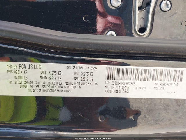 45873574 :رقم المزاد ، 2C3CDXBG5LH139601 vin ، 2020 Dodge Charger Sxt Rwd مزاد بيع