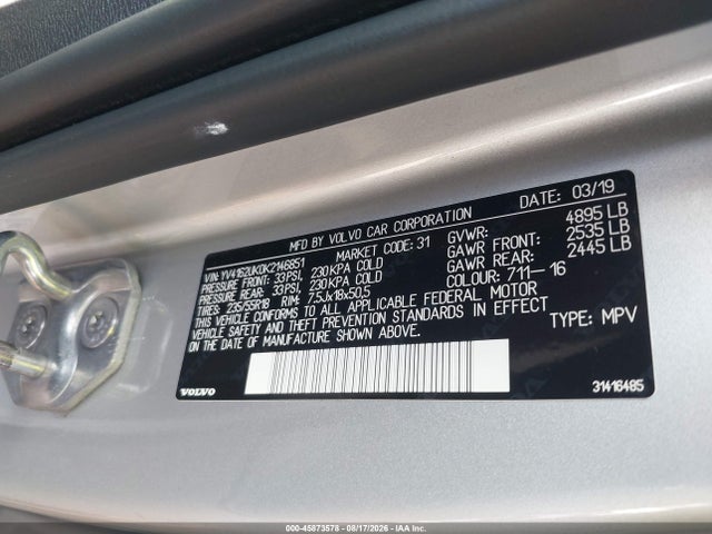 Aukcja sprzedaży 2019 Volvo Xc40 T5 Momentum, vin: YV4162UK0K2146851, numer aukcji: 45873578