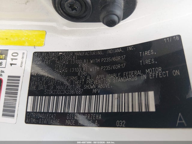 Toyota Sienna Le 8 Passenger 2019 5TDKZ3DC2KS987687 Image 9