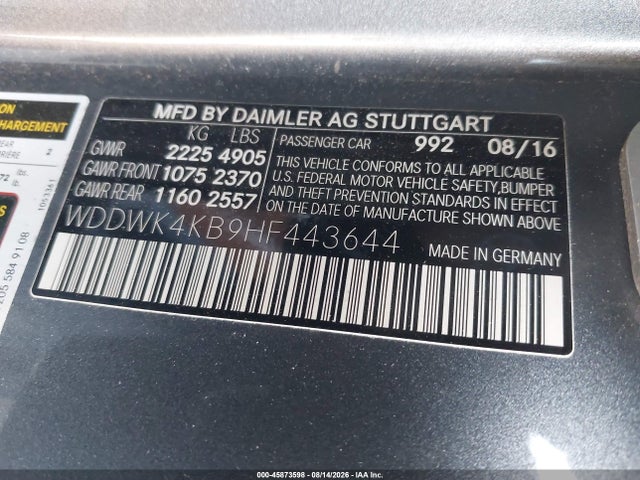 Продаж на аукціоні авто 2017 Mercedes-benz C 300 4matic, vin: WDDWK4KB9HF443644, номер лоту: 45873598