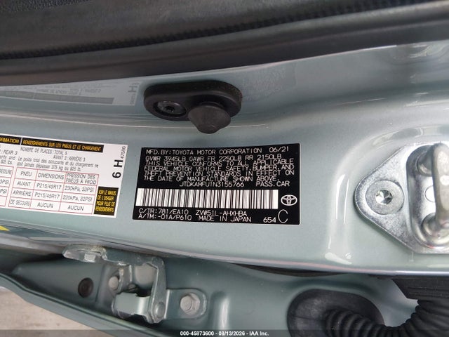 45873600 :رقم المزاد ، JTDKAMFU1N3155766 vin ، 2022 Toyota Prius Xle مزاد بيع