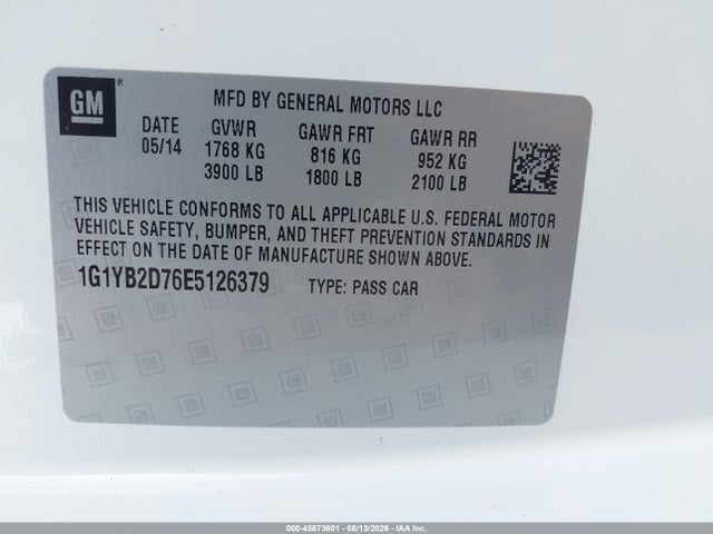 Продажа на аукционе авто 2014 Chevrolet Corvette Stingray, vin: 1G1YB2D76E5126379, номер лота: 45873601