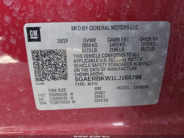 Auction sale of the 2020 Buick Enclave Fwd Essence, vin: 5GAERBKW1LJ160798, lot number: 45873653