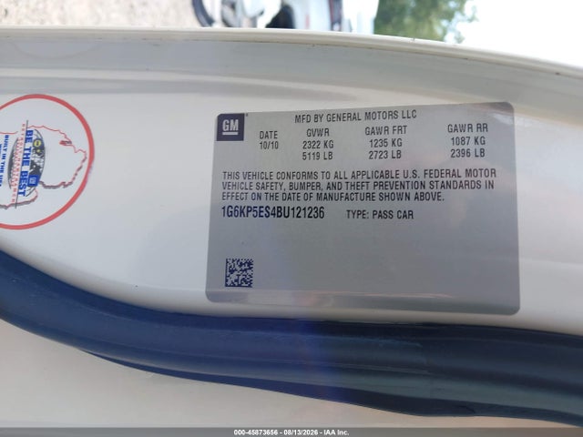 45873656 :رقم المزاد ، 1G6KP5ES4BU121236 vin ، 2011 Cadillac Dts Platinum Collection مزاد بيع