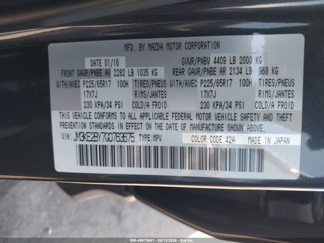 Mazda CX-5 SPORT 2016 JM3KE2BY7G0763675 Image 9
