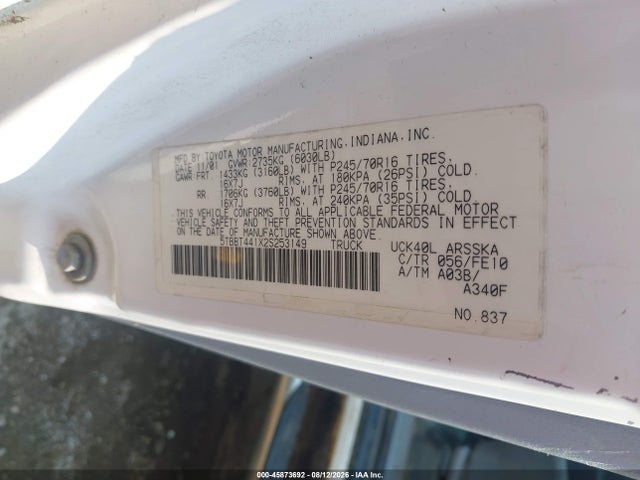 Aukcja sprzedaży 2002 Toyota Tundra Sr5 V8, vin: 5TBBT441X2S253149, numer aukcji: 45873692
