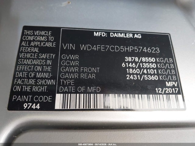 Продаж на аукціоні авто 2017 Mercedes-benz Sprinter 2500 Standard Roof V6, vin: WD4FE7CD5HP574623, номер лоту: 45873694