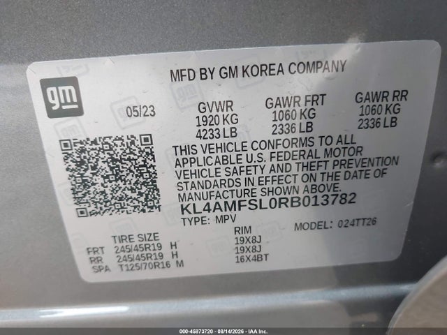 45873720 :رقم المزاد ، KL4AMFSL0RB013782 vin ، 2024 Buick Encore Gx Avenir Fwd مزاد بيع