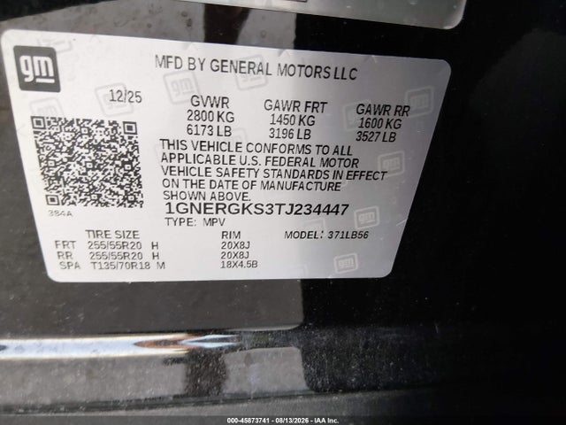 Продажа на аукционе авто 2026 Chevrolet Traverse Fwd Lt, vin: 1GNERGKS3TJ234447, номер лота: 45873741