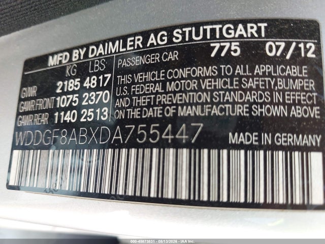 2013 Mercedes-benz C 300 Sport 4matic მანქანა იყიდება აუქციონზე, vin: WDDGF8ABXDA755447, აუქციონის ნომერი: 45873831