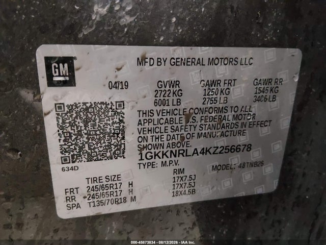 GMC Acadia Sle-1 2019 1GKKNRLA4KZ256678 Image 9