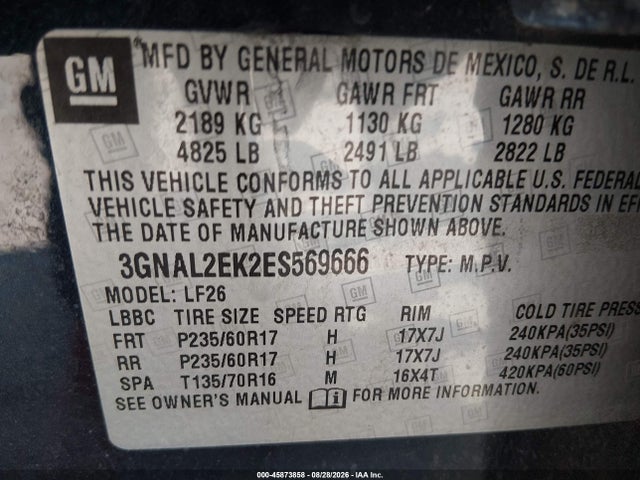 Продаж на аукціоні авто 2014 Chevrolet Captiva Sport 2ls, vin: 3GNAL2EK2ES569666, номер лоту: 45873858