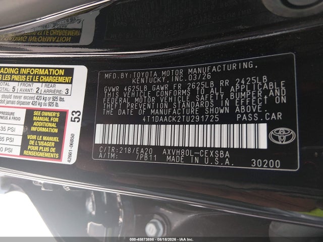 Toyota Camry Nightshade 2026 4T1DAACK2TU291725 Image 9