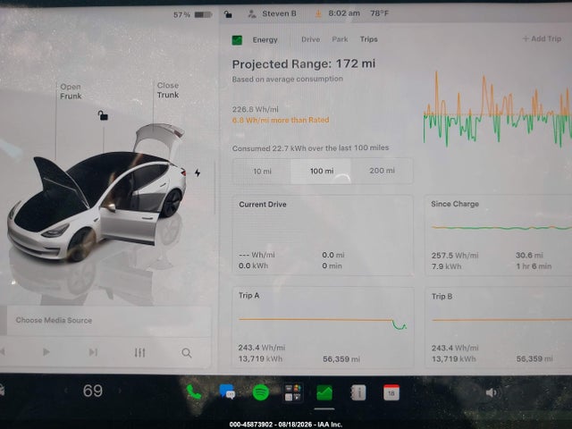 45873902 :رقم المزاد ، 5YJ3E1EB2NF314546 vin ، 2022 Tesla Model 3 Long Range Dual Motor All-wheel Drive مزاد بيع