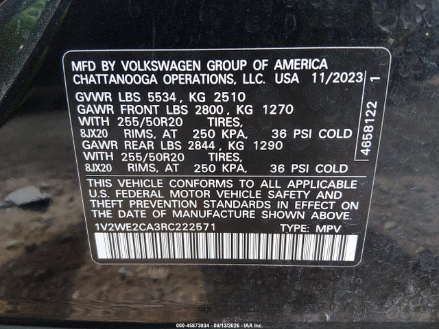 Продаж на аукціоні авто 2024 Volkswagen Atlas Cross Sport 2.0t Se W/technology, vin: 1V2WE2CA3RC222571, номер лоту: 45873934