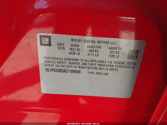 1G1PC5SG9G7188699 Chevrolet Cruze Limited Ls Auto