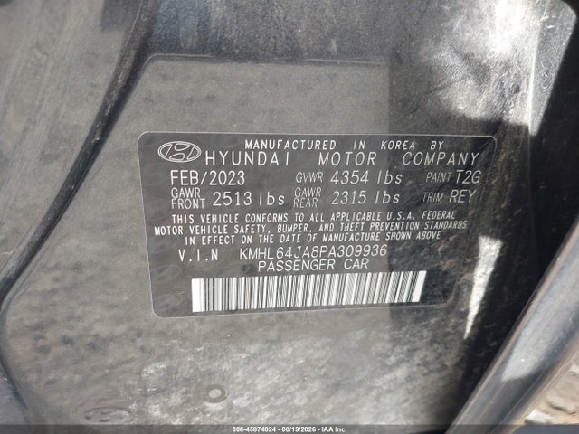 Продажа на аукционе авто 2023 Hyundai Sonata Sel, vin: KMHL64JA8PA309936, номер лота: 45874024