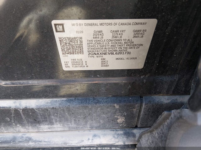2GNAXNEV6L6201731 Chevrolet Equinox Fwd Premier 1.5l Turbo