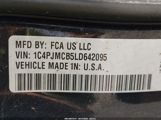 2020 Jeep Cherokee Latitude 4x4 მანქანა იყიდება აუქციონზე, vin: 1C4PJMCB5LD642095, აუქციონის ნომერი: 45874127