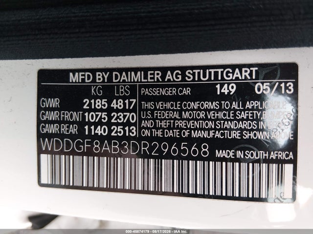Auction sale of the 2013 Mercedes-benz C 300 Sport 4matic, vin: WDDGF8AB3DR296568, lot number: 45874179