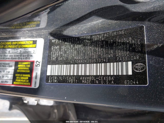2025 Toyota Camry Se მანქანა იყიდება აუქციონზე, vin: 4T1DAACK3SU513140, აუქციონის ნომერი: 45874180