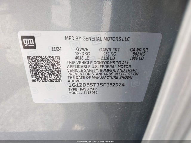 1G1ZD5ST3SF152024 Chevrolet Malibu Fwd 1lt