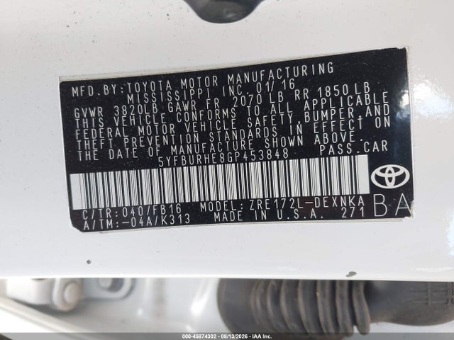 Toyota COROLLA LE 2016 5YFBURHE8GP453848 Image 9