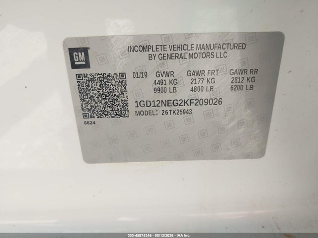 Aukcja sprzedaży 2019 Gmc Sierra 2500hd, vin: 1GD12NEG2KF209026, numer aukcji: 45874346