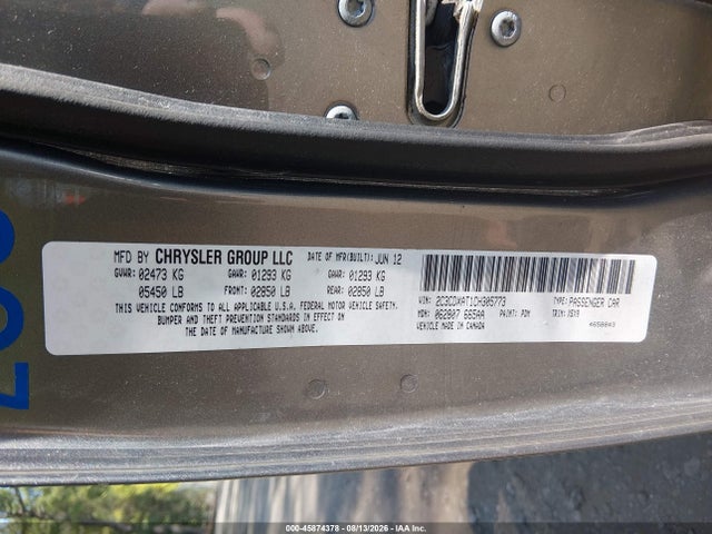 2012 Dodge Charger Police მანქანა იყიდება აუქციონზე, vin: 2C3CDXAT1CH305773, აუქციონის ნომერი: 45874378