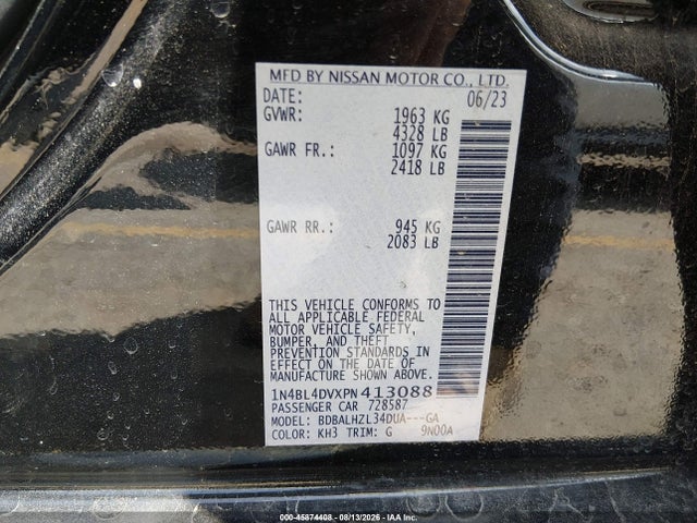 Продаж на аукціоні авто 2023 Nissan Altima Sv Fwd, vin: 1N4BL4DVXPN413088, номер лоту: 45874408