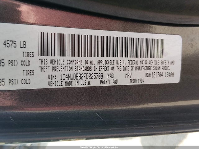 Продажа на аукционе авто 2015 Jeep Compass Sport, vin: 1C4NJDBB2FD225708, номер лота: 45874439