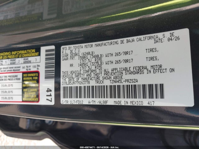 3TMLB5JN7TM263778 Toyota Tacoma Trd Off Road