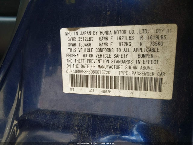 Продаж на аукціоні авто 2011 Honda Fit Sport, vin: JHMGE8H50BC013720, номер лоту: 45874478