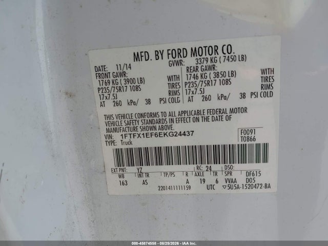 Aukcja sprzedaży 2014 Ford F-150 Xl, vin: 1FTFX1EF6EKG24437, numer aukcji: 45874558