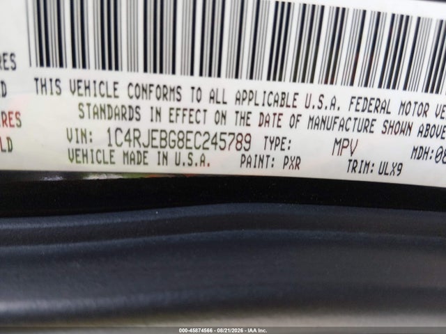 Продажа на аукционе авто 2014 Jeep Grand Cherokee Limited, vin: 1C4RJEBG8EC245789, номер лота: 45874566